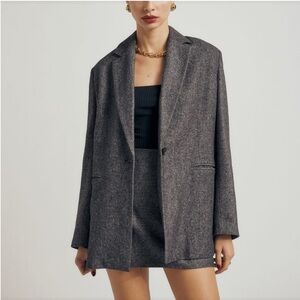 Reformation Carnaby oversized Jacket Blazer in gray/black
